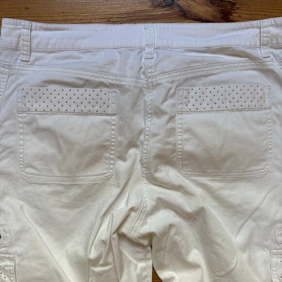 Cache white cropped studded pocket y2k womens cargo pants SIZE 6 - Picture 5 of 6